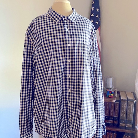 Men's checkered blue & white Button Down Shirt size 2XL - Picture 1 of 6